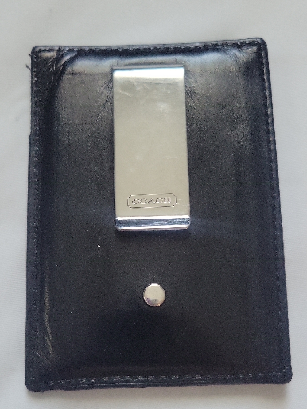 Coach Black Leather Card Sleeve Wallet - Picture 2 of 9